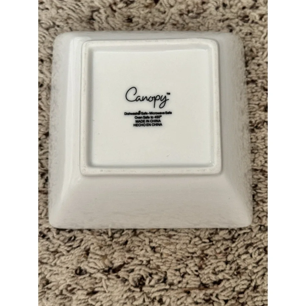 Canopy‎ Square White Dinner Salad Plate Cereal Soup Bowl HEAVY 3 Piece Set